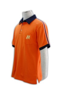P121 polo衫團體制服訂做 polo衫團體制服製造商 恤衫領 polo衫團體制服網上訂購     橙色   撞色黑色領、袖口